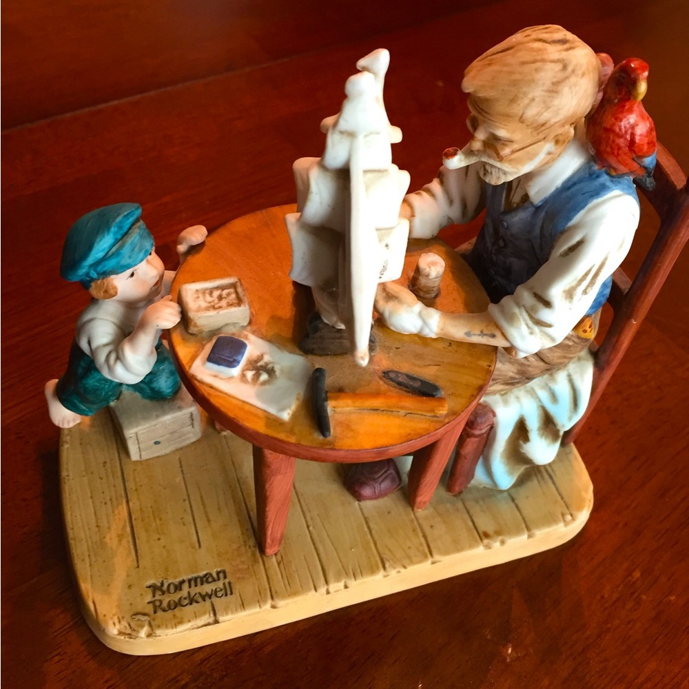 Norman Rockwell Figurine with Sailor and Child in Blue and Brown